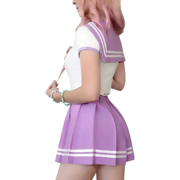 Littleforbig Cotton Sailor Purple Bodysuit Cosplay Magical Onesie Skirt - Picture 3 of 8